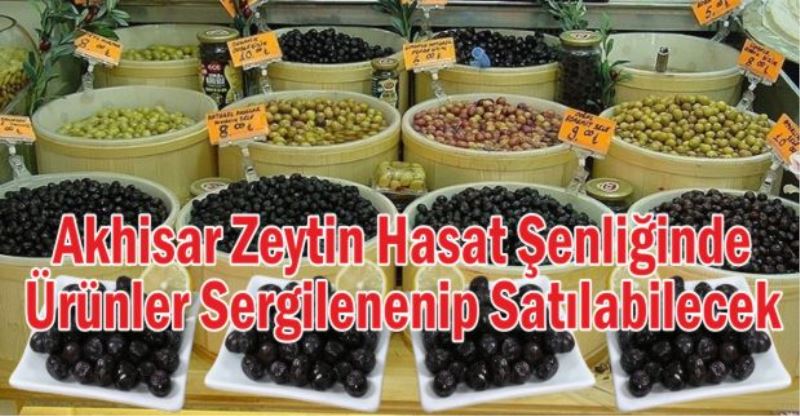 Zeytin hasat şenliğinde ürün stantları kuruluyor.